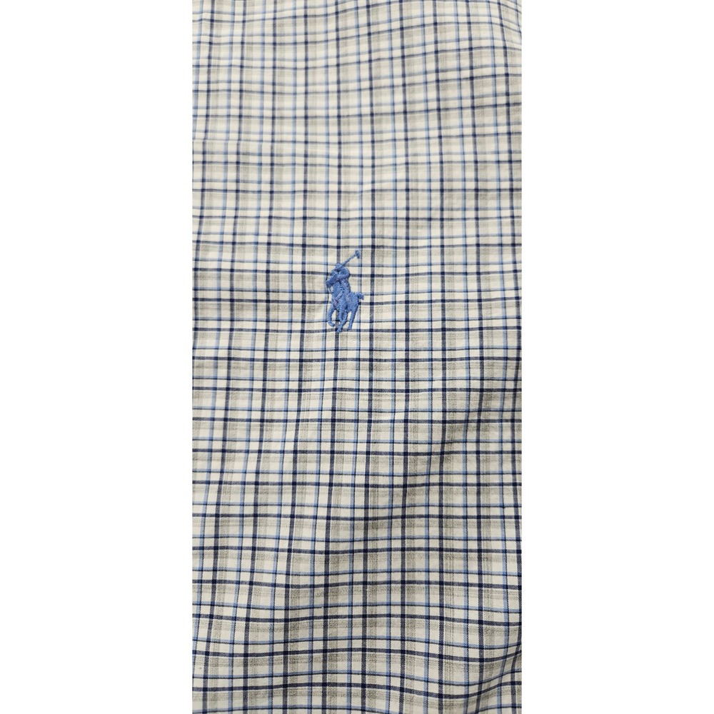 Polo Ralph Lauren Mens Large Blue Plaid Cotton Stretch Button Down Shirt L/S - Picture 3 of 7